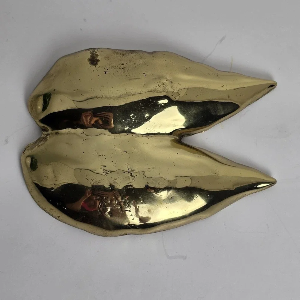 Vtg Virginia Metalcrafters Brass Angel Wing Begonia Leaf Dish MCM Trinket